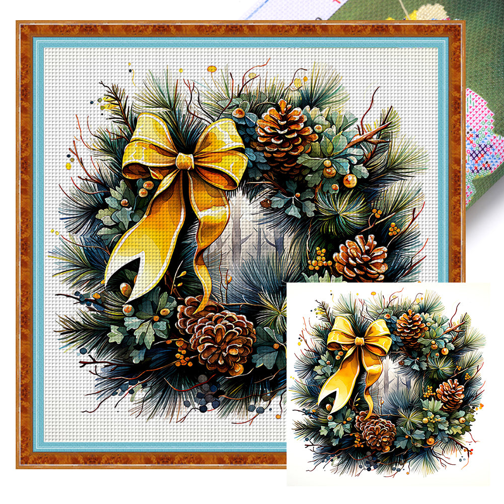 Wreath - 18CT Stamped Cross Stitch 30*30CM