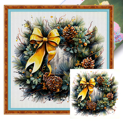 Wreath - 18CT Stamped Cross Stitch 30*30CM