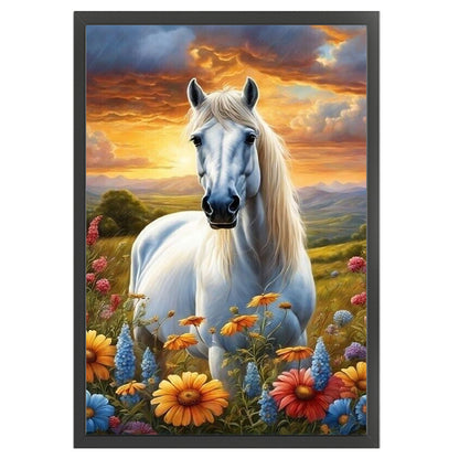 Flowers And Horses - 11CT Stamped Cross Stitch 40*60CM