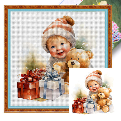 Christmas Cute Baby - 11CT Stamped Cross Stitch 45*45CM