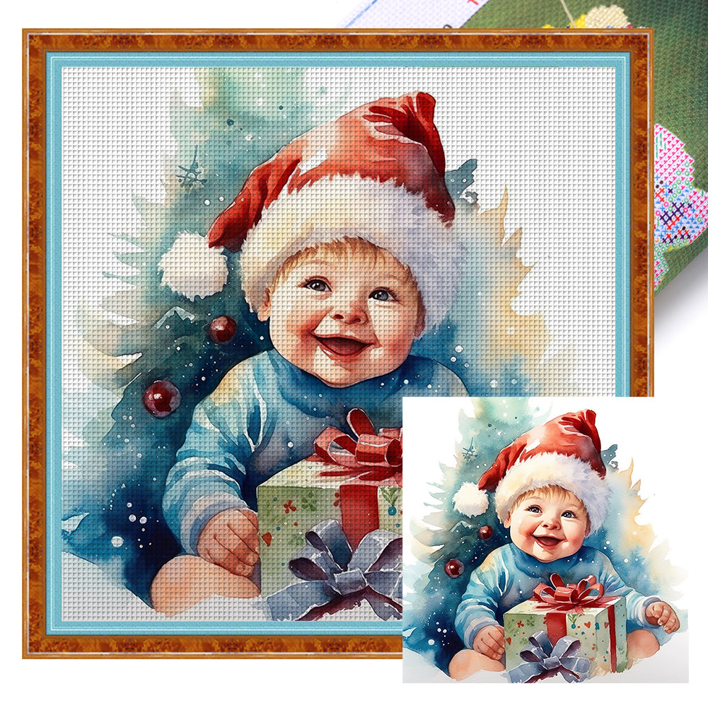 Christmas Cute Baby - 11CT Stamped Cross Stitch 45*45CM