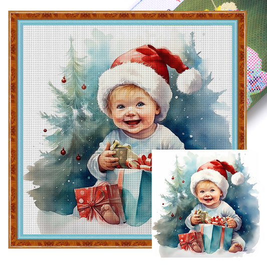 Christmas Cute Baby - 11CT Stamped Cross Stitch 45*45CM