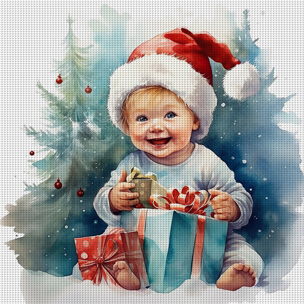 Christmas Cute Baby - 11CT Stamped Cross Stitch 45*45CM