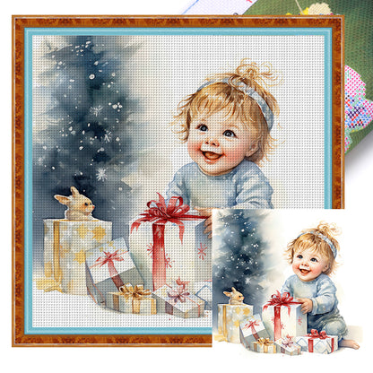 Christmas Cute Baby - 11CT Stamped Cross Stitch 45*45CM