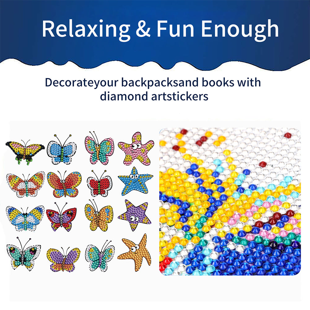 42 PCS Diamond Painting Sticker Gem Sticker for Boy Gift (Butterfly Starfish)