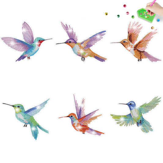 6 PCS Christmas Diamonds Painting Stickers Kit for Boy Girls Gift (Hummingbird)