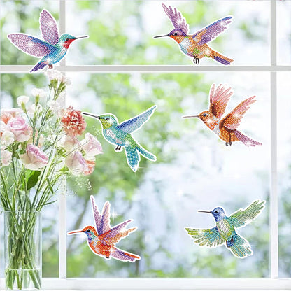 6 PCS Christmas Diamonds Painting Stickers Kit for Boy Girls Gift (Hummingbird)