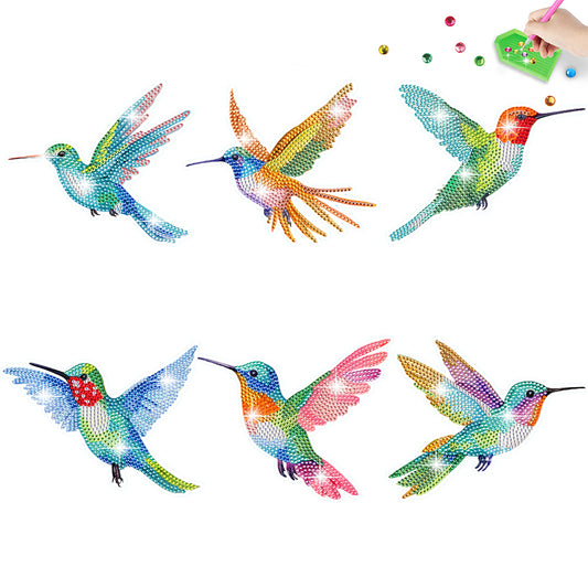 6 PCS Christmas Diamonds Painting Stickers Kit for Boy Girls Gift (Hummingbird)