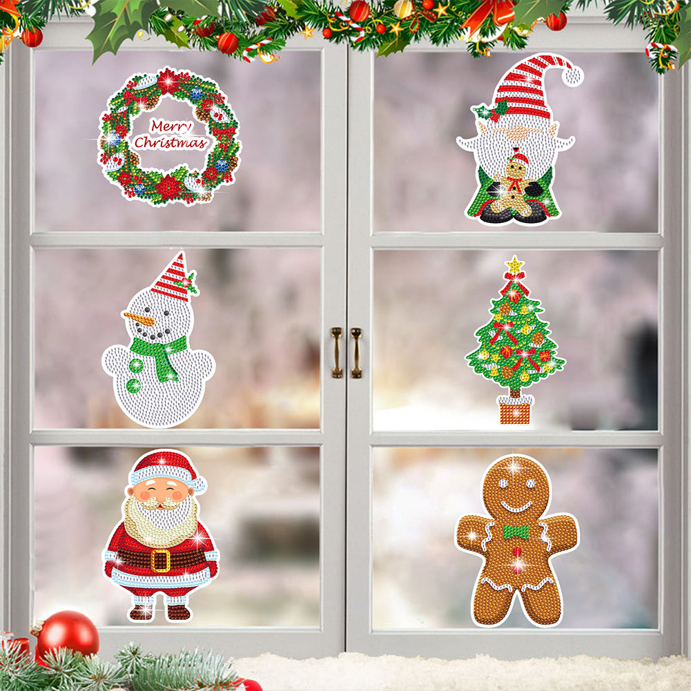 6 PCS Christmas Diamonds Painting Stickers Kit for Boy Girls Gift (Santa Wreath)