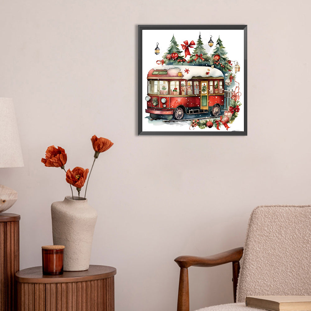 Christmas Bus - Full Round Drill Diamond Painting 30*30CM