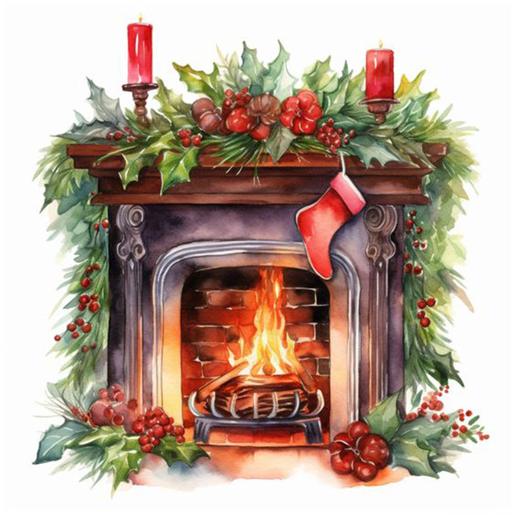 Fireplace - Full Round Drill Diamond Painting 30*30CM
