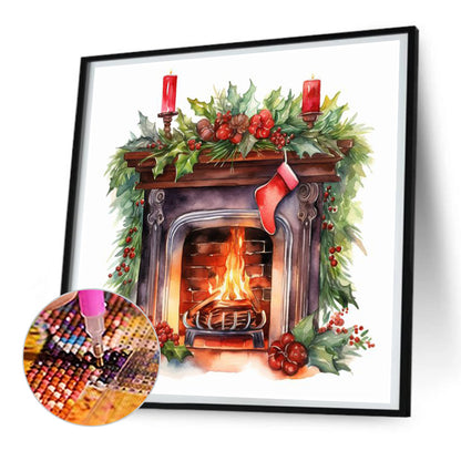 Fireplace - Full Round Drill Diamond Painting 30*30CM