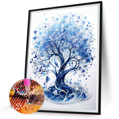 Blue Flower Tree - Full Round Drill Diamond Painting 40*50CM