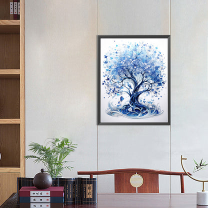Blue Flower Tree - Full Round Drill Diamond Painting 40*50CM