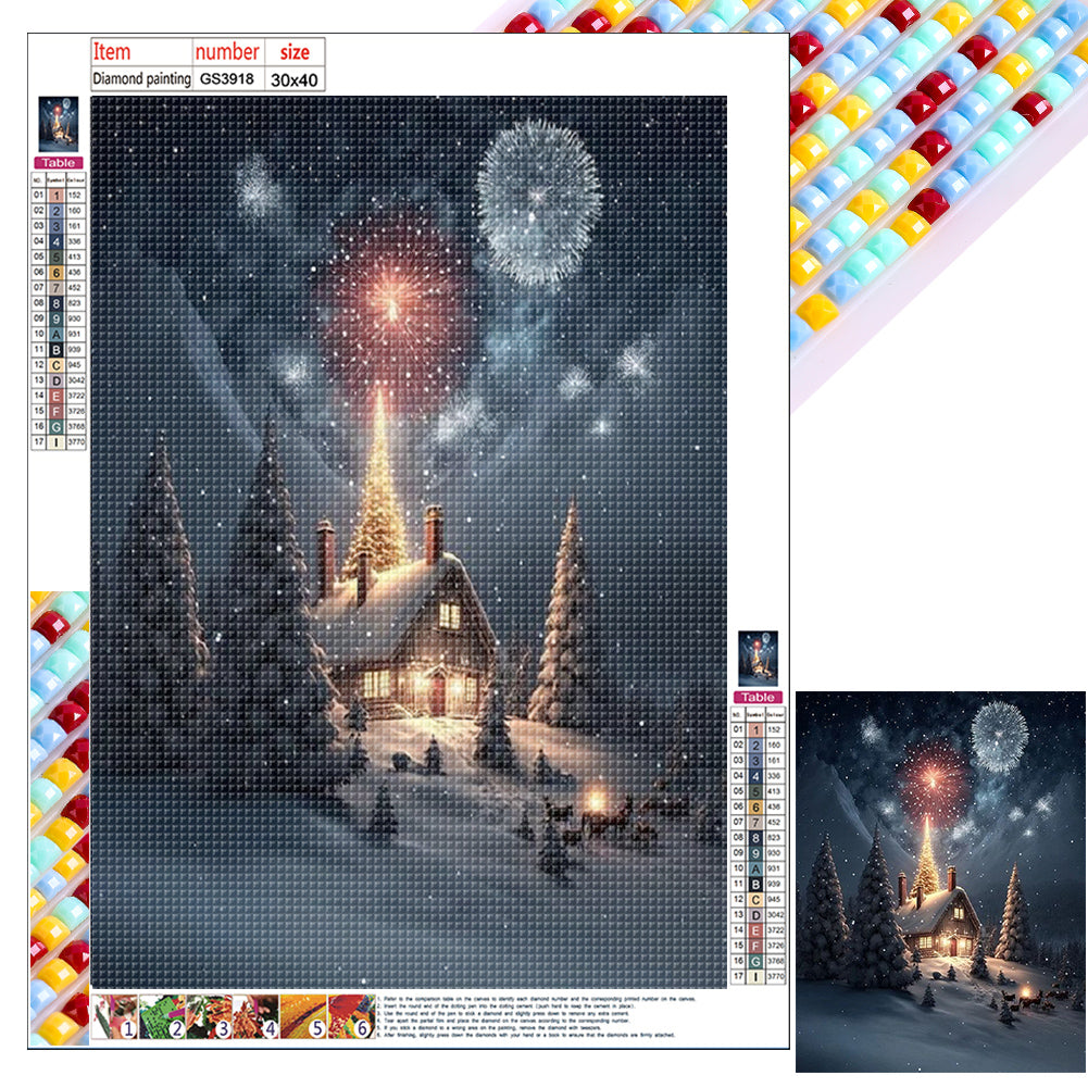 Christmas Snow Scene - Full Square Drill Diamond Painting 30*40CM