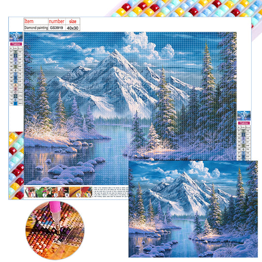 Snow Mountain Scenery - Full Square Drill Diamond Painting 40*30CM