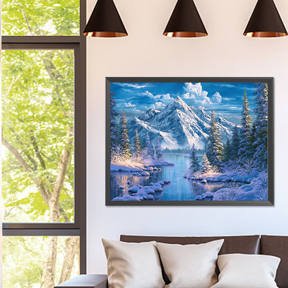 Snow Mountain Scenery - Full Square Drill Diamond Painting 40*30CM