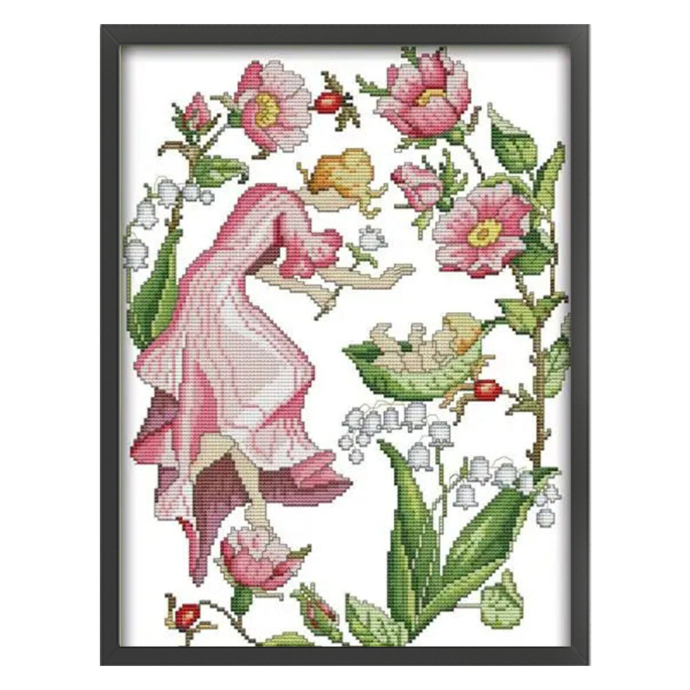 February Flower Fairy - 14CT Stamped Cross Stitch 31*40CM(Joy Sunday)