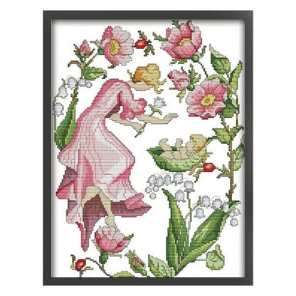 February Flower Fairy - 14CT Stamped Cross Stitch 31*40CM(Joy Sunday)