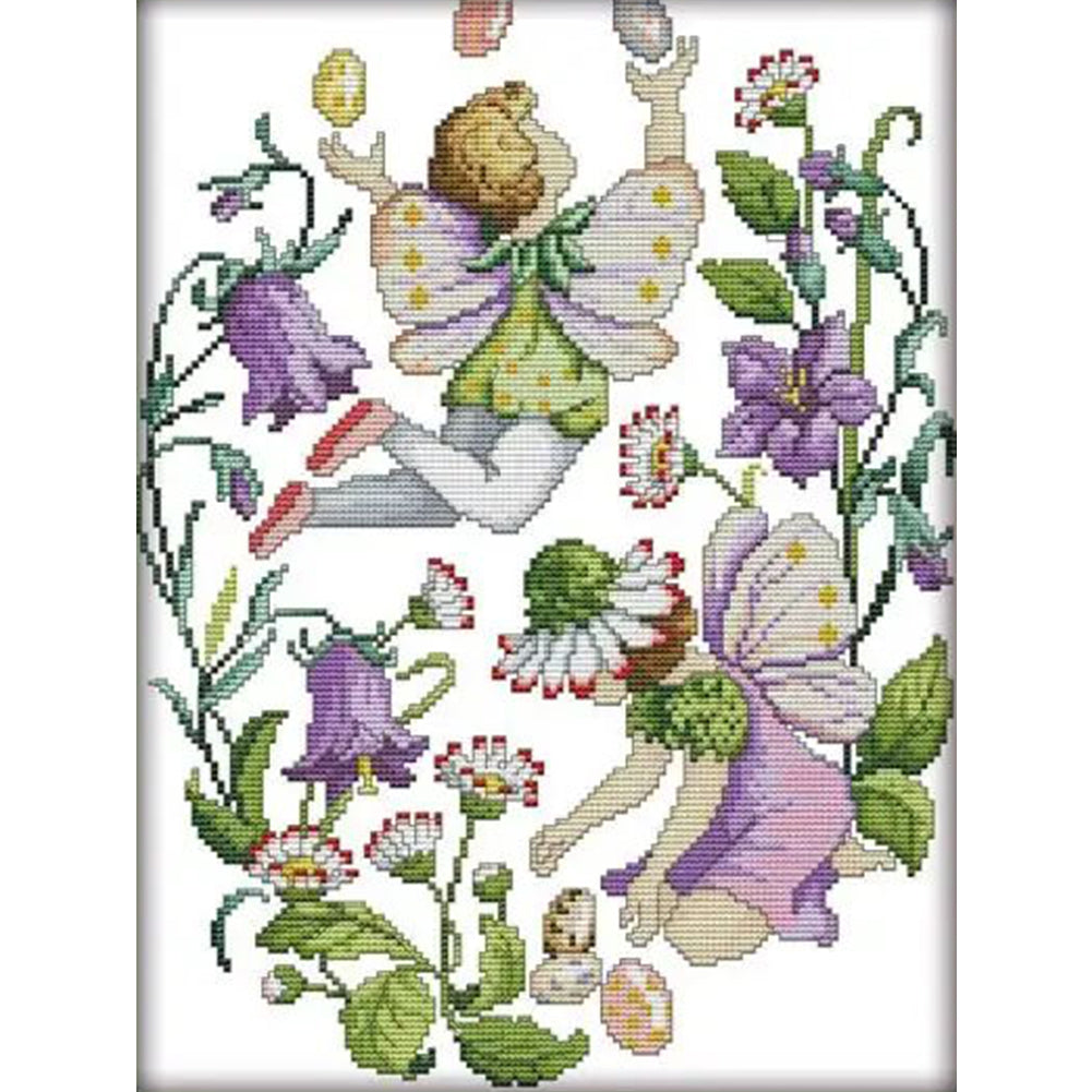 June Flower Fairy - 14CT Stamped Cross Stitch 31*40CM(Joy Sunday)