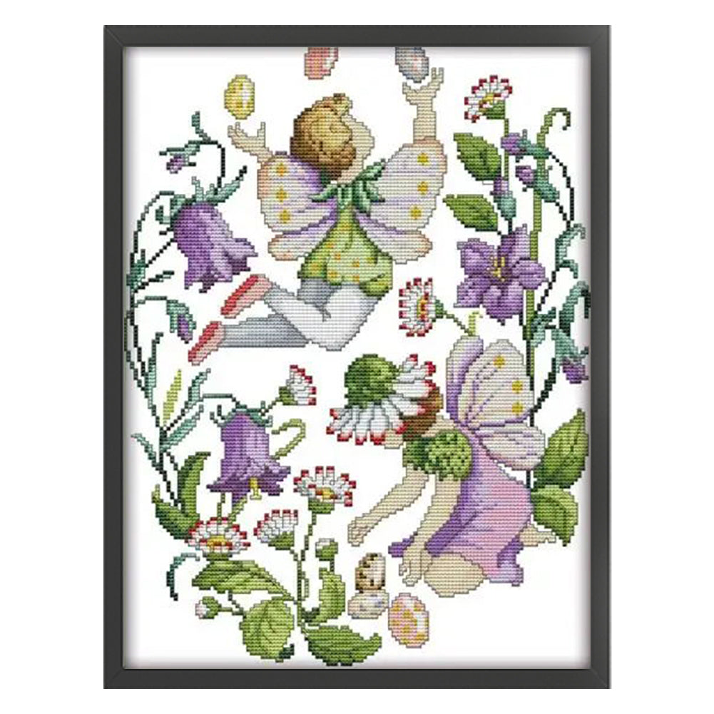 June Flower Fairy - 14CT Stamped Cross Stitch 31*40CM(Joy Sunday)