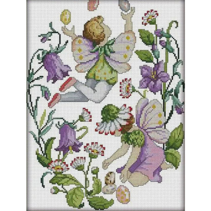 June Flower Fairy - 14CT Stamped Cross Stitch 31*40CM(Joy Sunday)