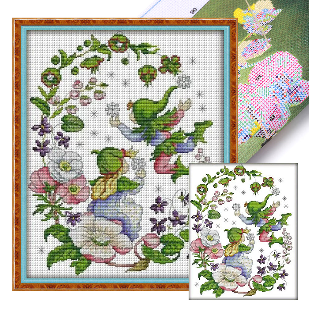 March Flower Fairy - 14CT Stamped Cross Stitch 31*40CM(Joy Sunday)