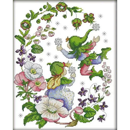 March Flower Fairy - 14CT Stamped Cross Stitch 31*40CM(Joy Sunday)