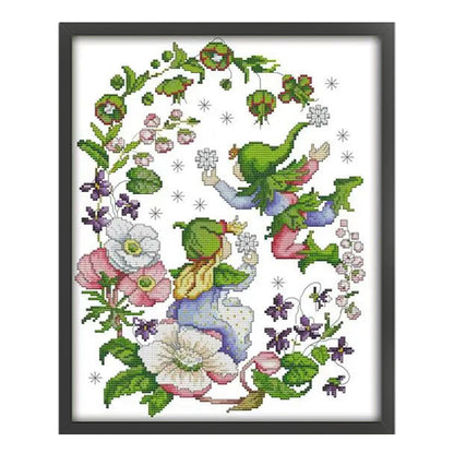 March Flower Fairy - 14CT Stamped Cross Stitch 31*40CM(Joy Sunday)