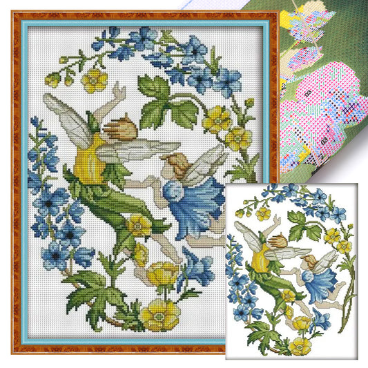 July Flower Fairy - 14CT Stamped Cross Stitch 31*40CM(Joy Sunday)