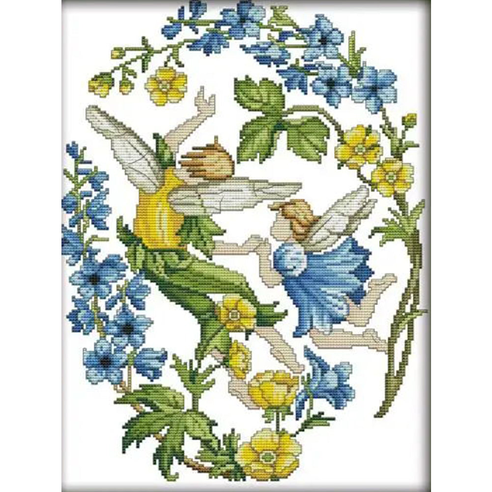 July Flower Fairy - 14CT Stamped Cross Stitch 31*40CM(Joy Sunday)