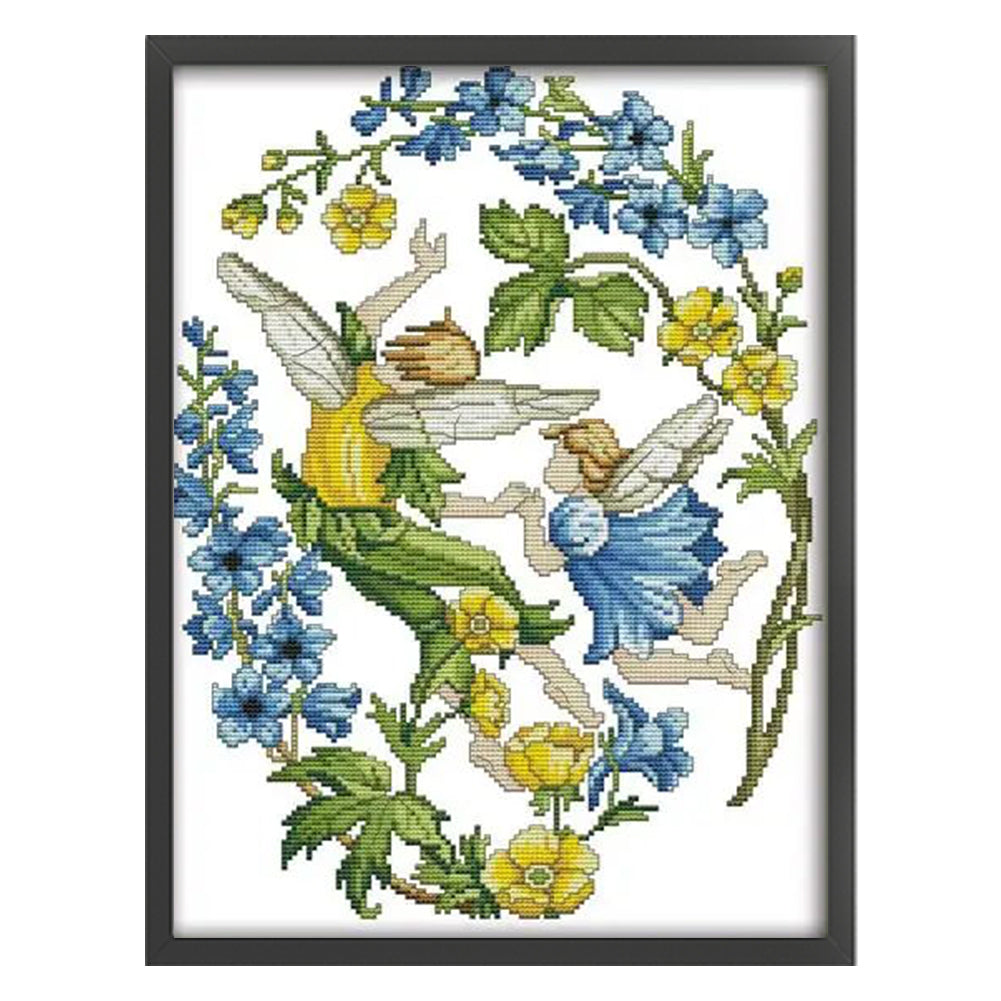 July Flower Fairy - 14CT Stamped Cross Stitch 31*40CM(Joy Sunday)