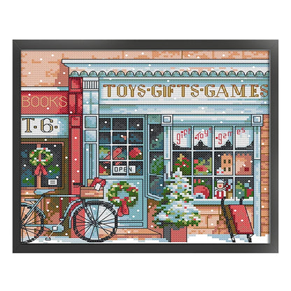 Gift Toy Store - 14CT Stamped Cross Stitch 27*23CM(Joy Sunday)