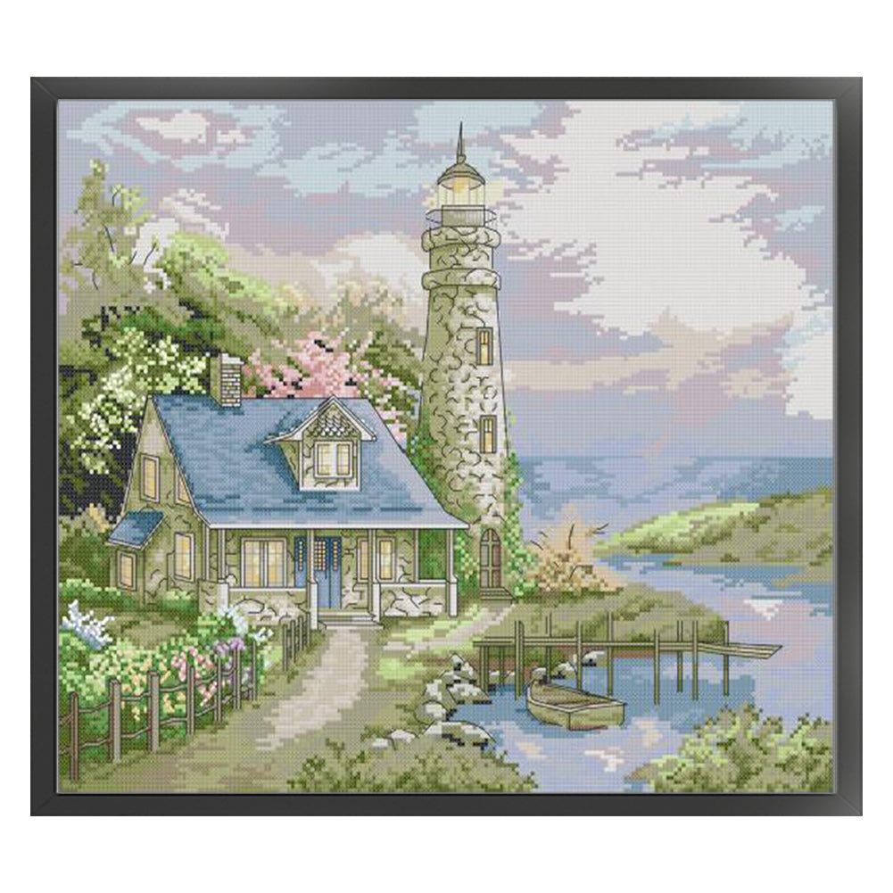 Lighthouse Eight - 14CT Stamped Cross Stitch 44*37CM(Joy Sunday)