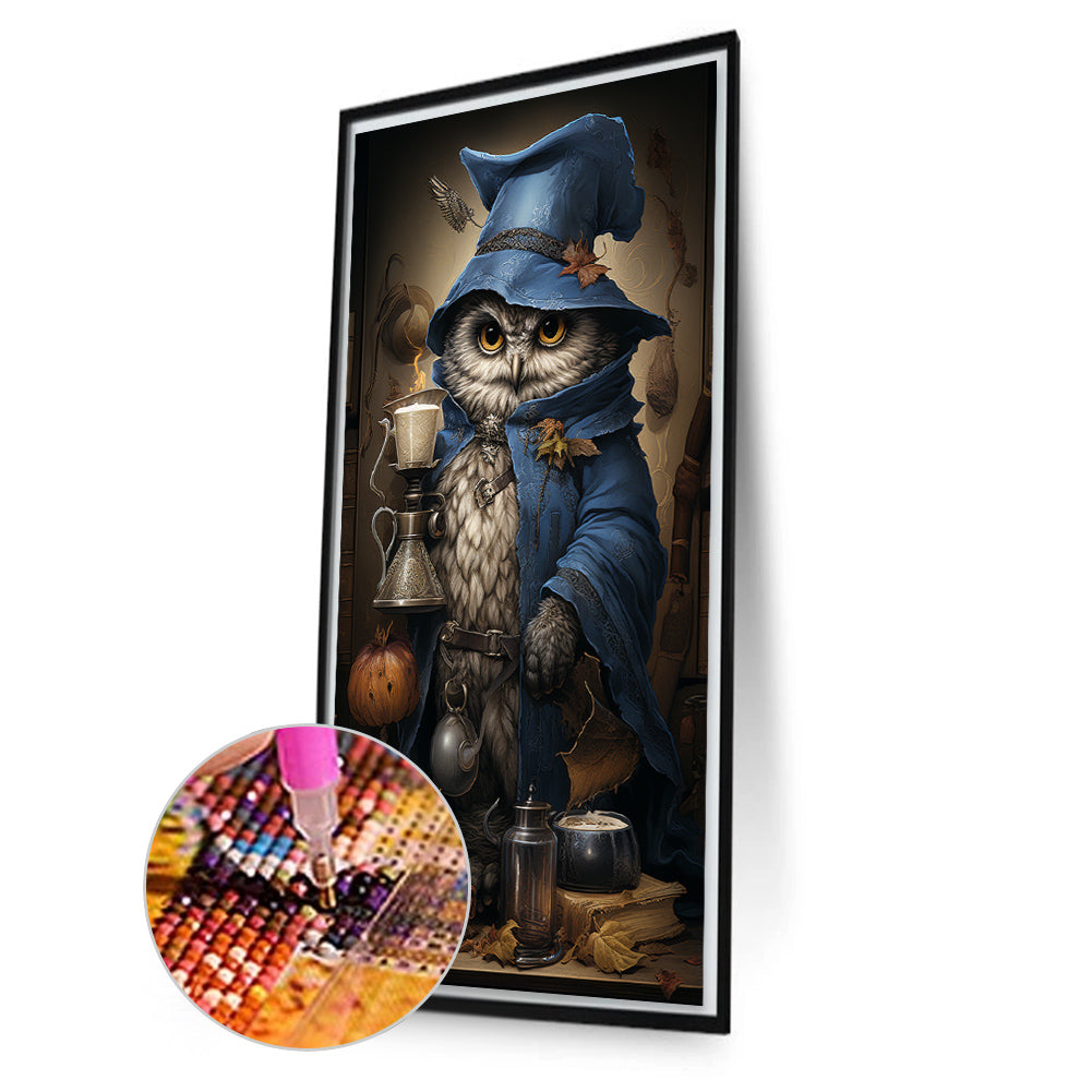 Candlestick With Owl - Full AB Round Drill Diamond Painting 40*70CM