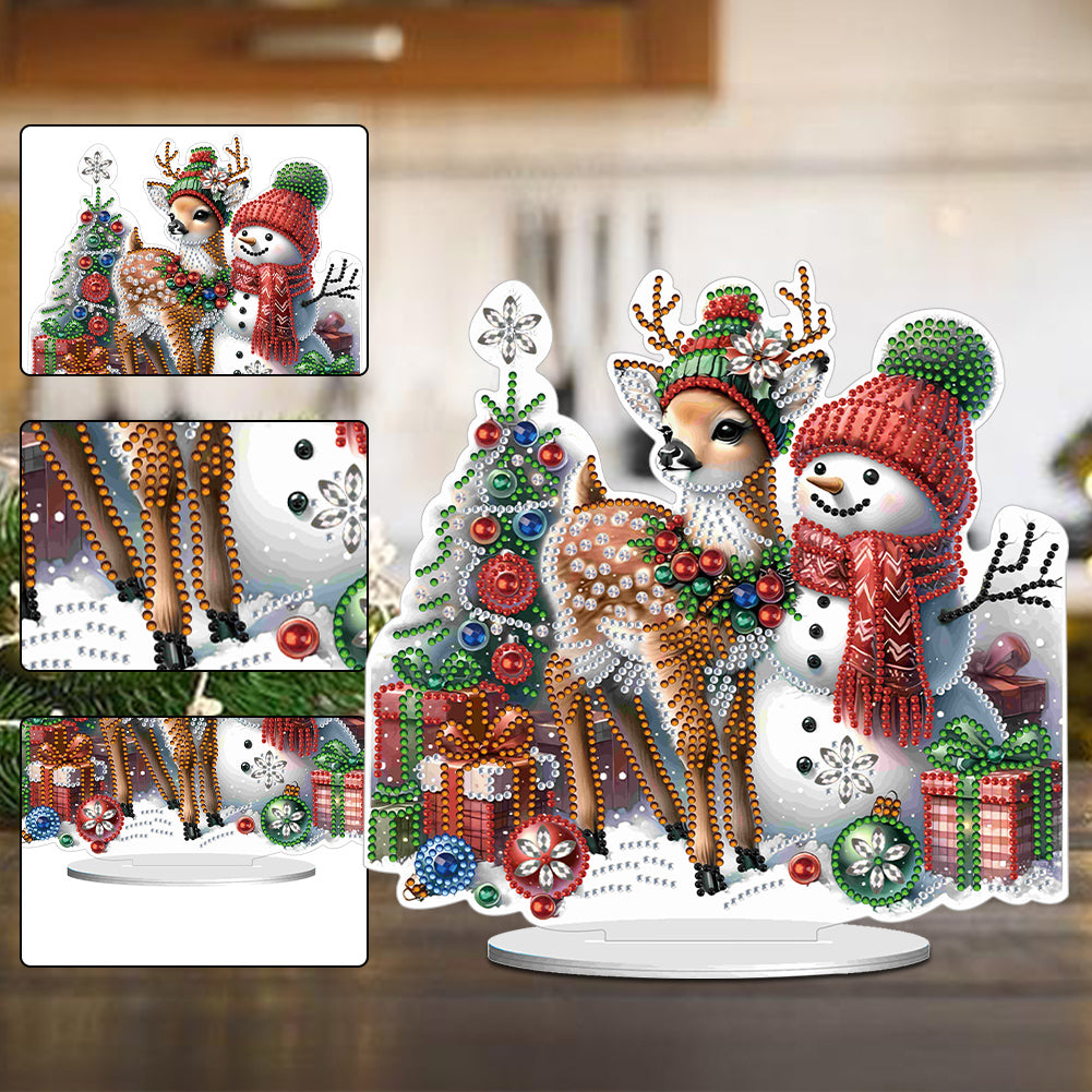 Christmas Acrylic Winter Snowman Diamond Painting Desktop Decor for Office Decor