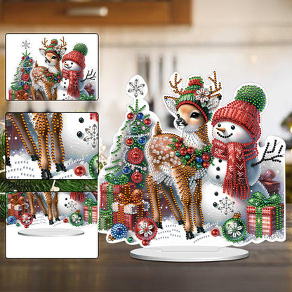 Christmas Acrylic Winter Snowman Diamond Painting Desktop Decor for Office Decor