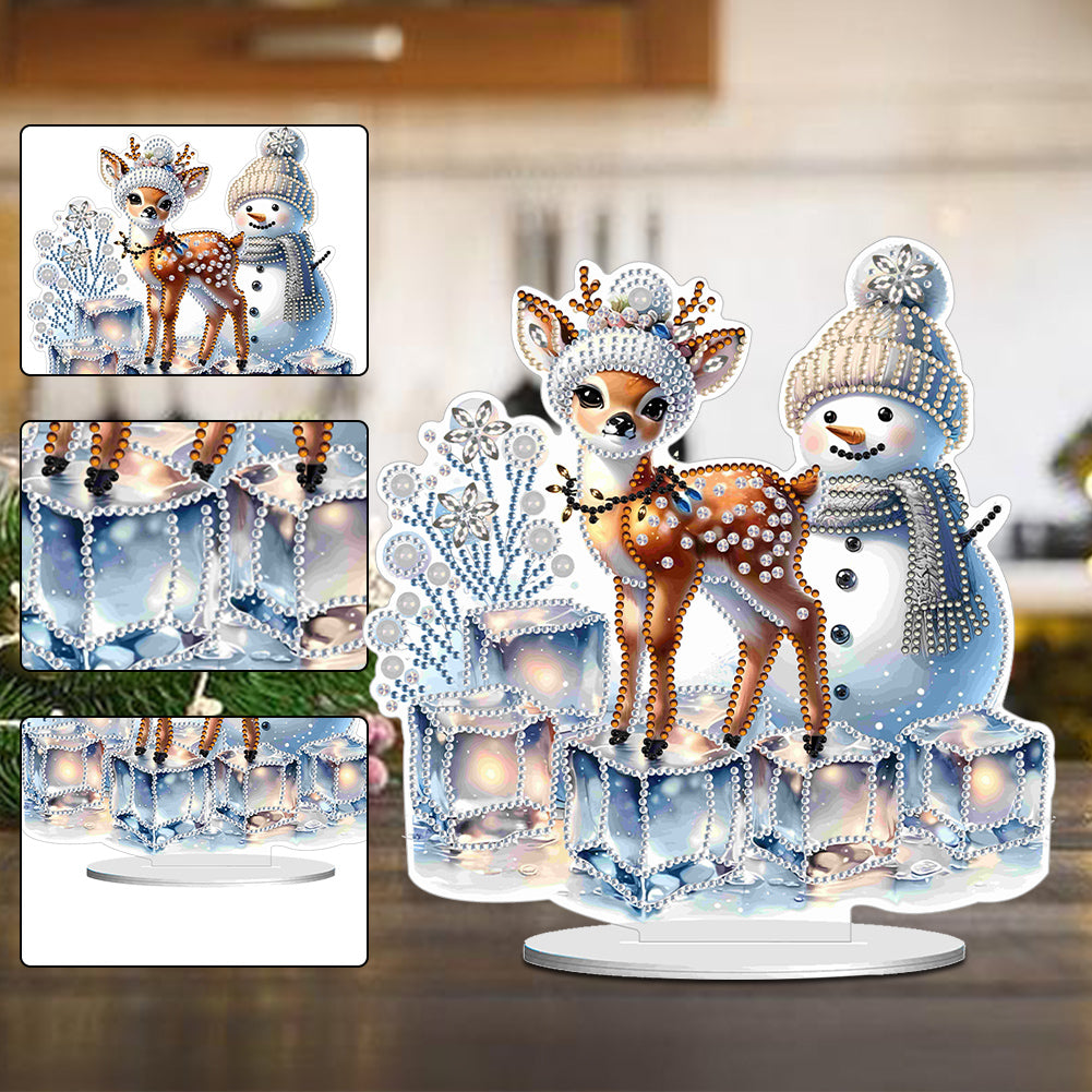 Christmas Acrylic Winter Snowman Diamond Painting Desktop Decor for Office Decor