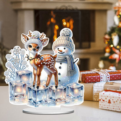 Christmas Acrylic Winter Snowman Diamond Painting Desktop Decor for Office Decor