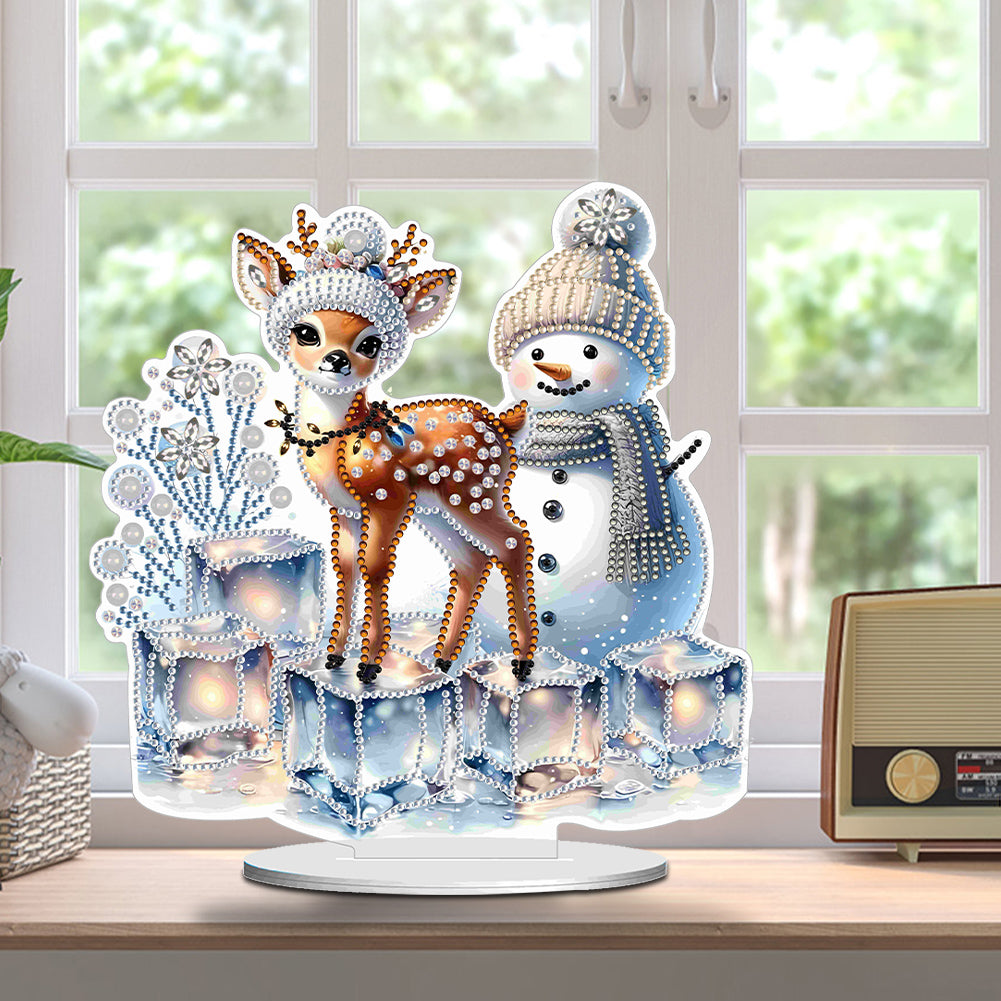 Christmas Acrylic Winter Snowman Diamond Painting Desktop Decor for Office Decor