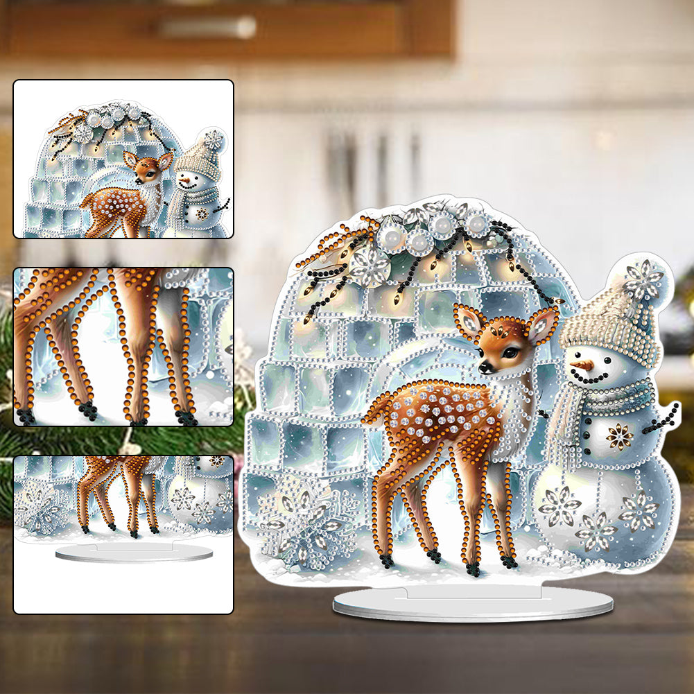 Christmas Acrylic Winter Snowman Diamond Painting Desktop Decor for Office Decor