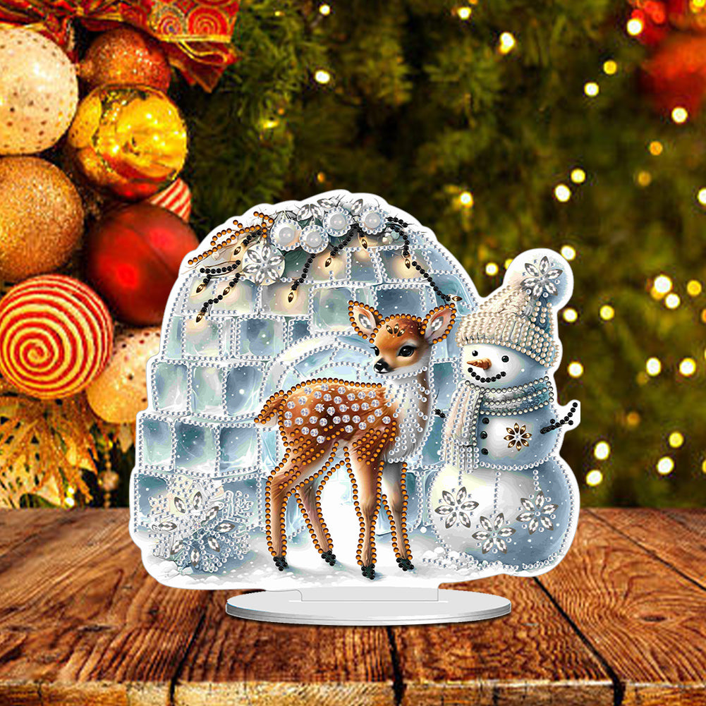 Christmas Acrylic Winter Snowman Diamond Painting Desktop Decor for Office Decor