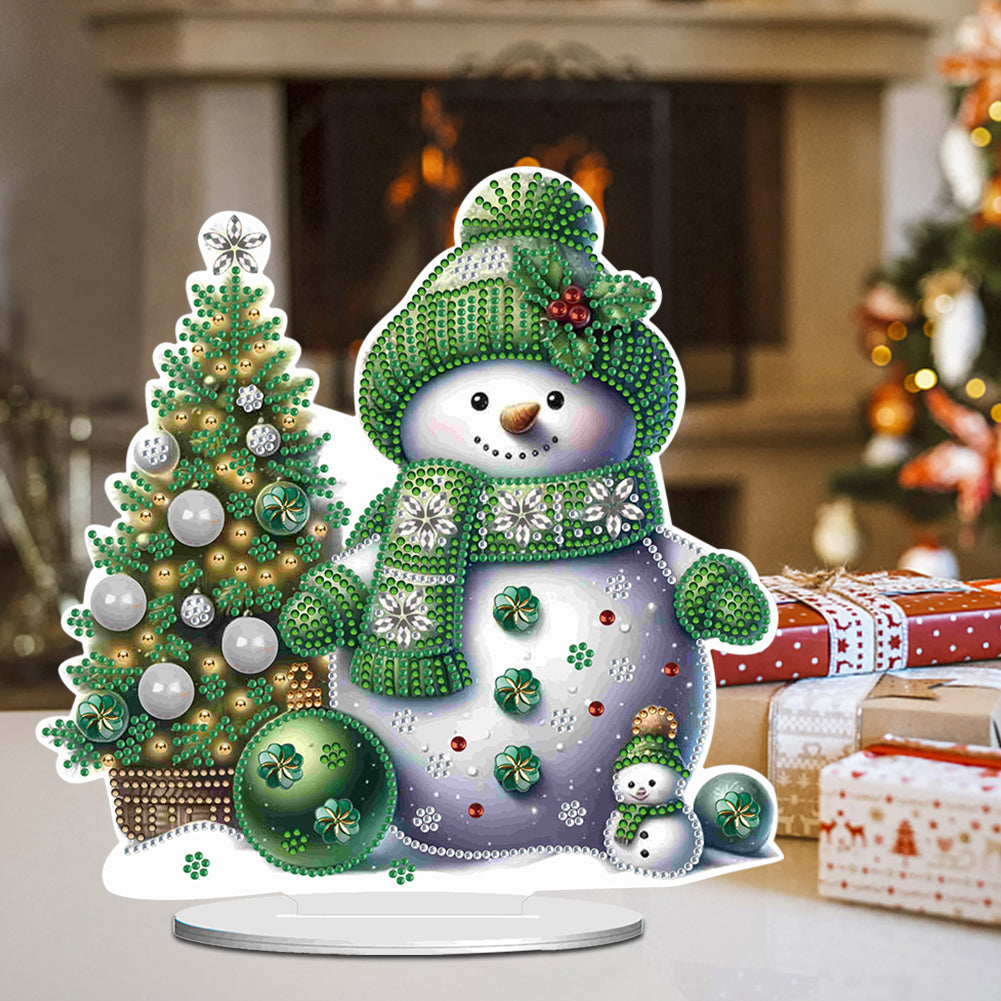 Christmas Acrylic Winter Snowman Diamond Painting Desktop Decor for Office Decor