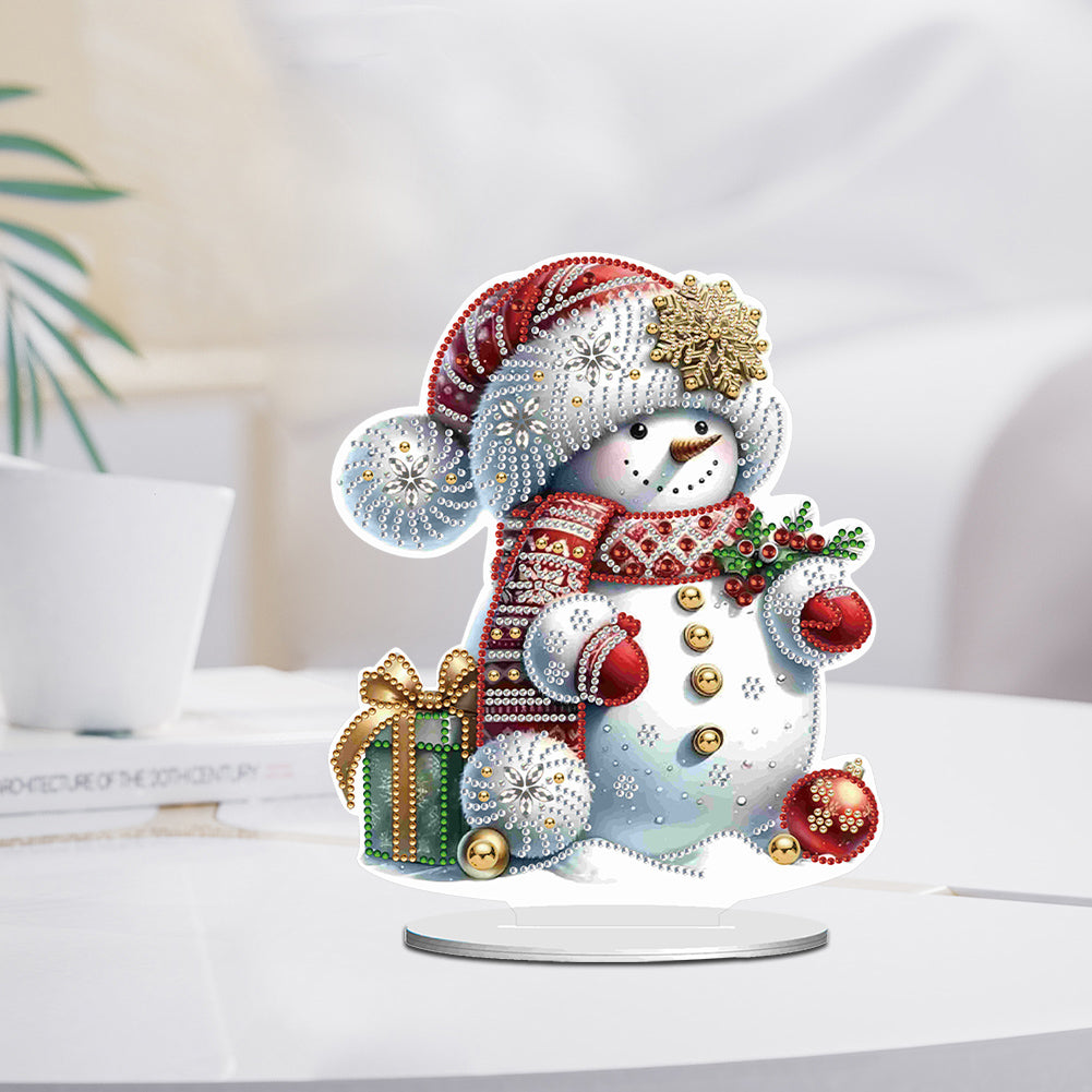 Christmas Acrylic Winter Snowman Diamond Painting Desktop Decor for Office Decor