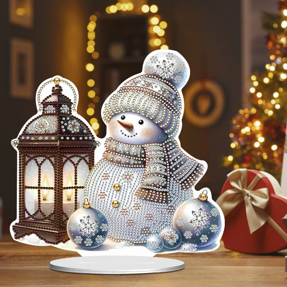 Christmas Acrylic Winter Snowman Diamond Painting Desktop Decor for Office Decor