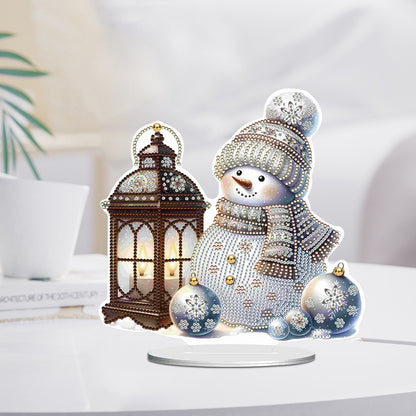 Christmas Acrylic Winter Snowman Diamond Painting Desktop Decor for Office Decor