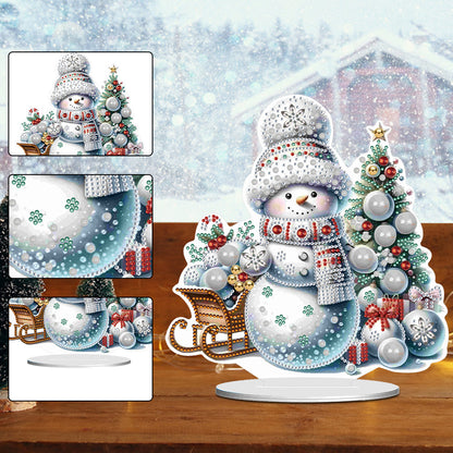 Christmas Acrylic Winter Snowman Diamond Painting Desktop Decor for Office Decor