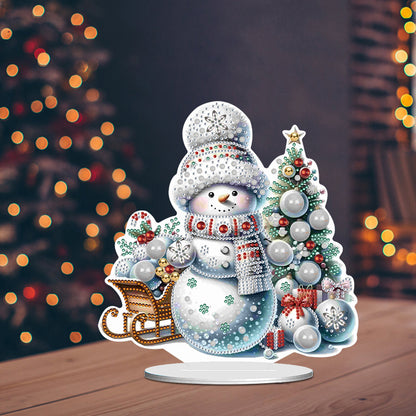 Christmas Acrylic Winter Snowman Diamond Painting Desktop Decor for Office Decor