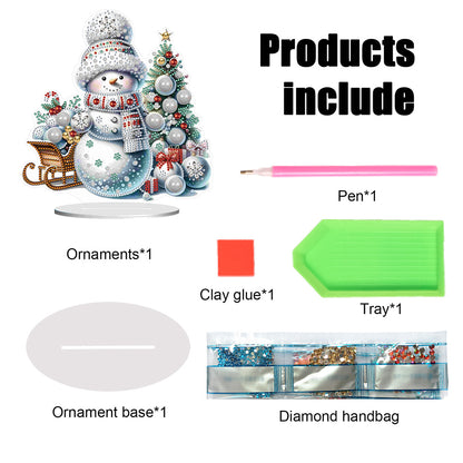 Christmas Acrylic Winter Snowman Diamond Painting Desktop Decor for Office Decor