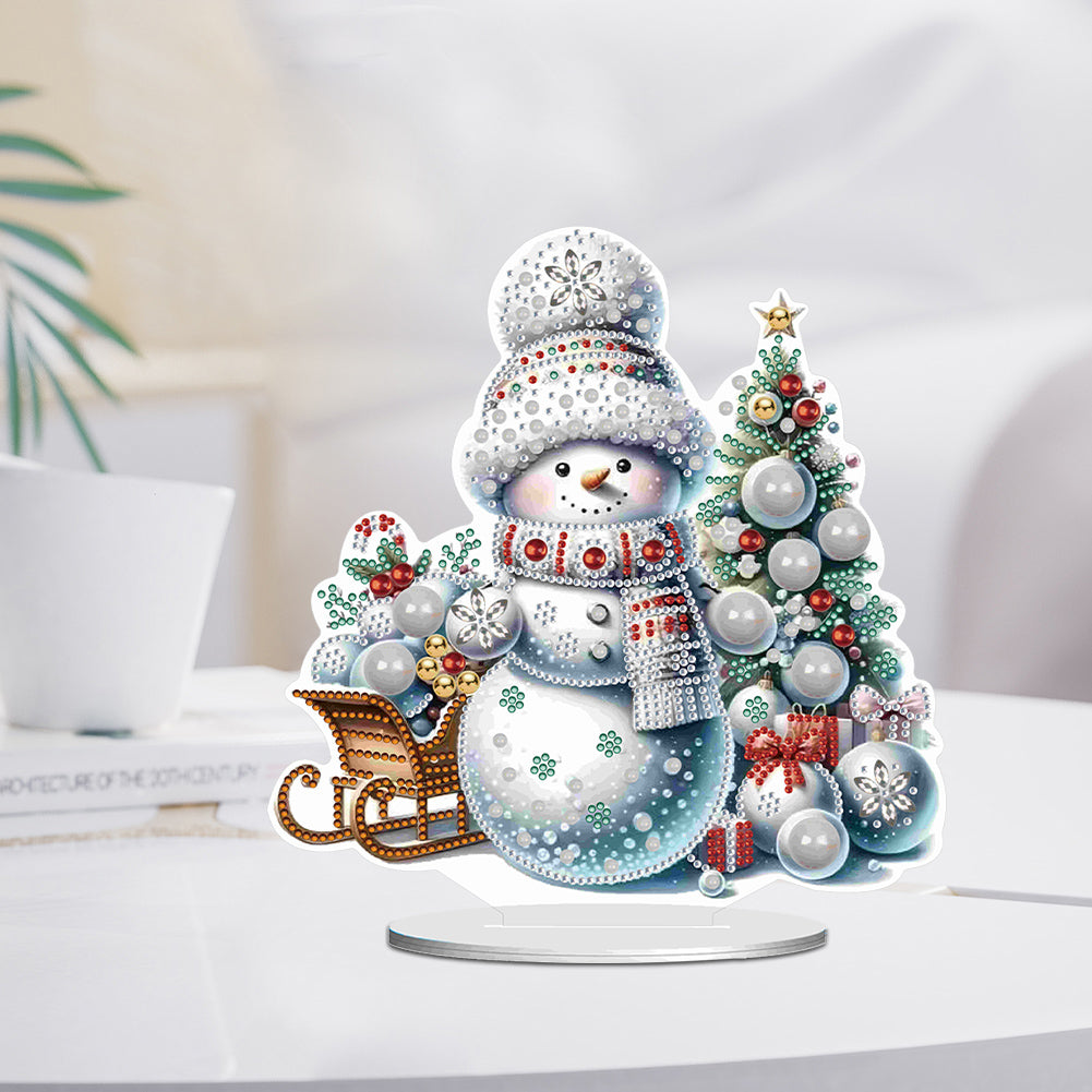 Christmas Acrylic Winter Snowman Diamond Painting Desktop Decor for Office Decor